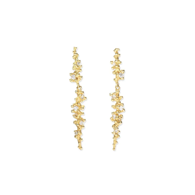 Screw Back Drop Earrings for Security -large diamond drops with granules, ruth tomlinson