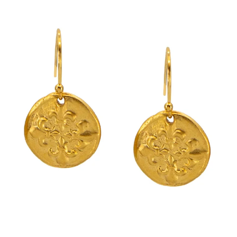 Drop Earrings with Matte Finish -Cross Medallion Earrings