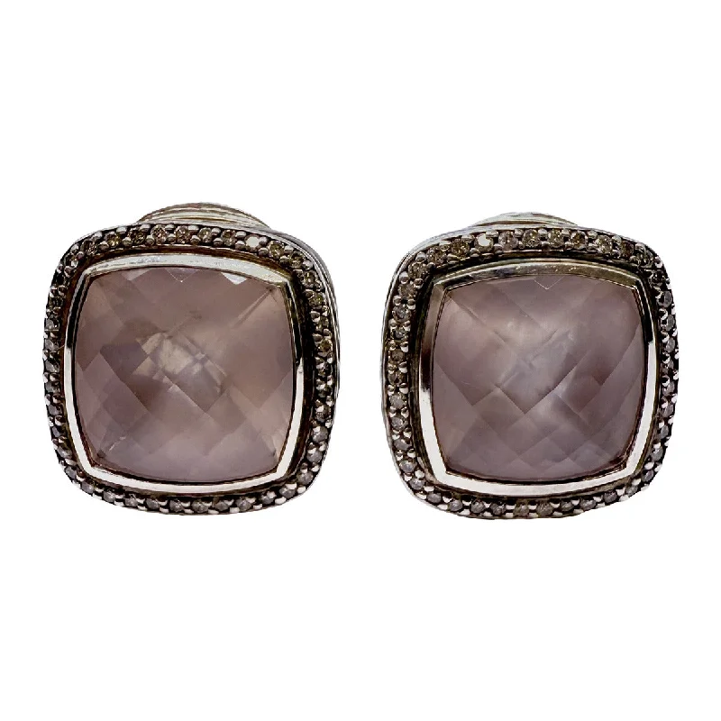 Ethnic Drop Earrings with Tribal Design -David Yurman Rose Quartz and Diamond Albion Earrings