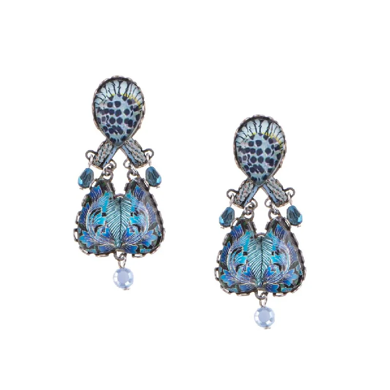 Gothic Drop Earrings with Dark Tone -Deep Sea Crystal Earrings