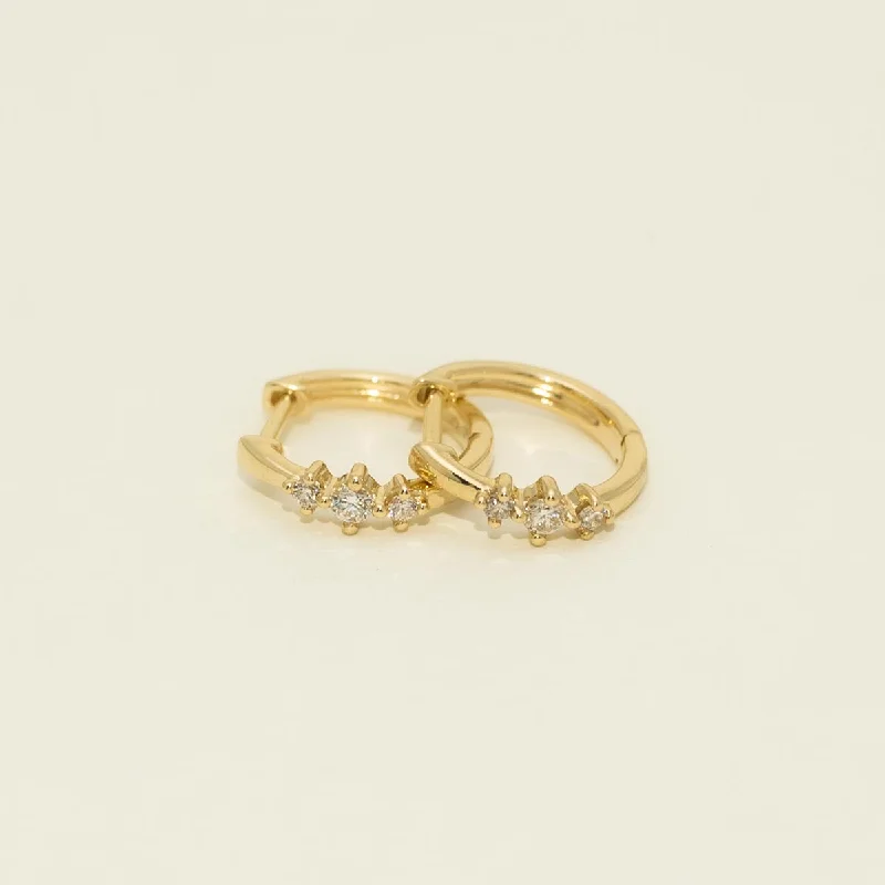 Drop Earrings for Shopping Trip -Diamond Huggie Hoop Earrings in 10kt Yellow Gold (1/7ct tw)