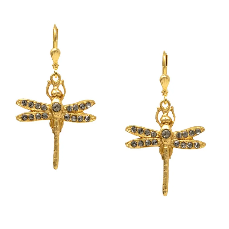 Drop Earrings for Wellness Routine -Dragonfly Rhinestone Earrings