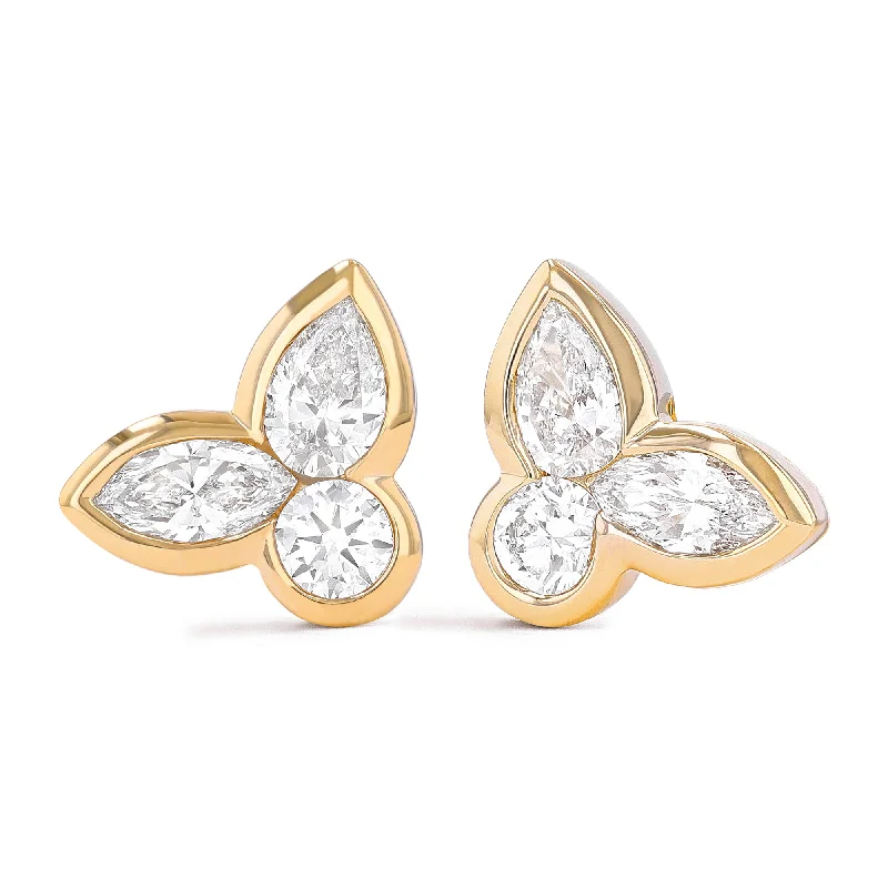 Drop Earrings with Crown Designs -Duchess Multishape Bezel Stud Earrings