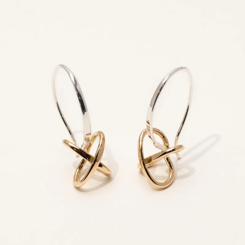 Drop Earrings for Fitness Activities -E.L. Designs Kiss Drop Earrings in Sterling Silver and 14kt Yellow Gold