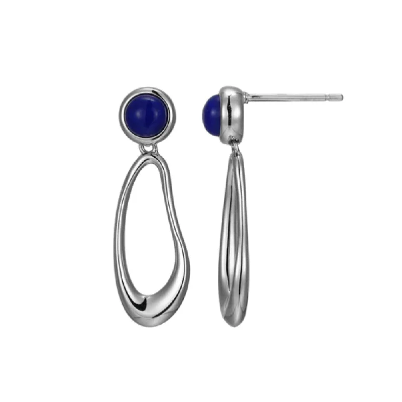 Drop Earrings with Etched Designs -Elle "Satelite" Blue Opal Drop Earrings