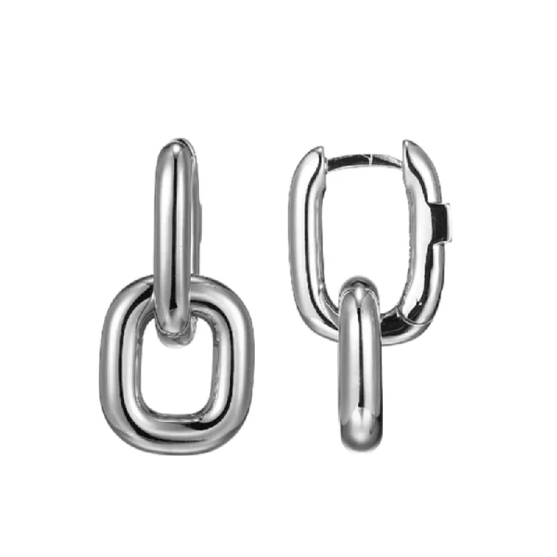 Contemporary Drop Earrings for Fashion -Elle "Simpatico" Square Hoop Drop Earrings