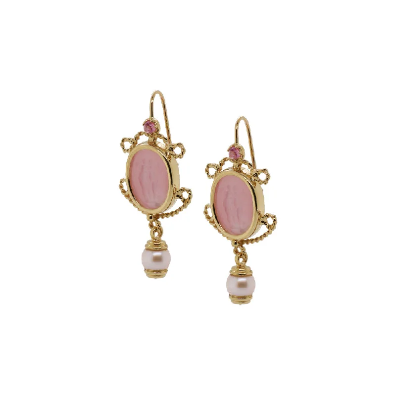 Drop Earrings with Knot Designs -Estate 18k Yellow Gold Intaglio Earrings