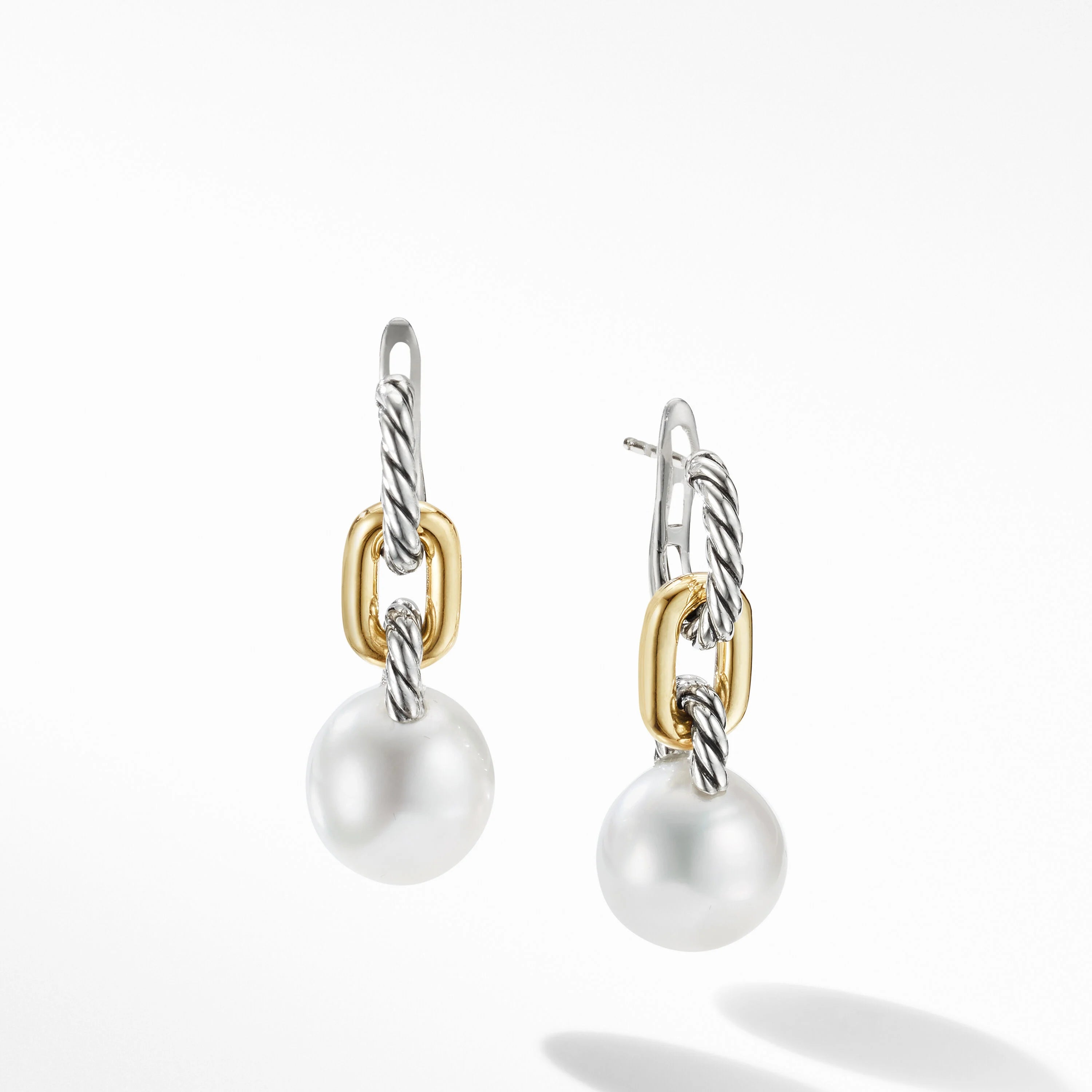 Drop Earrings with Crown Designs -Estate David Yurman SS/18Y 11.5-12mm Madison Pearl Drop Earrings