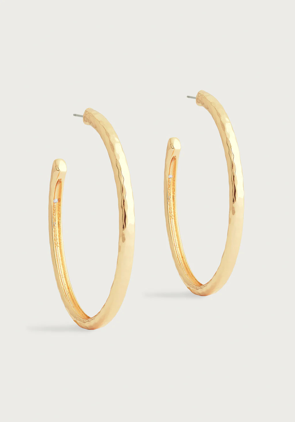 Drop Earrings with Wave Designs -Farrier Large Hoops, Gold