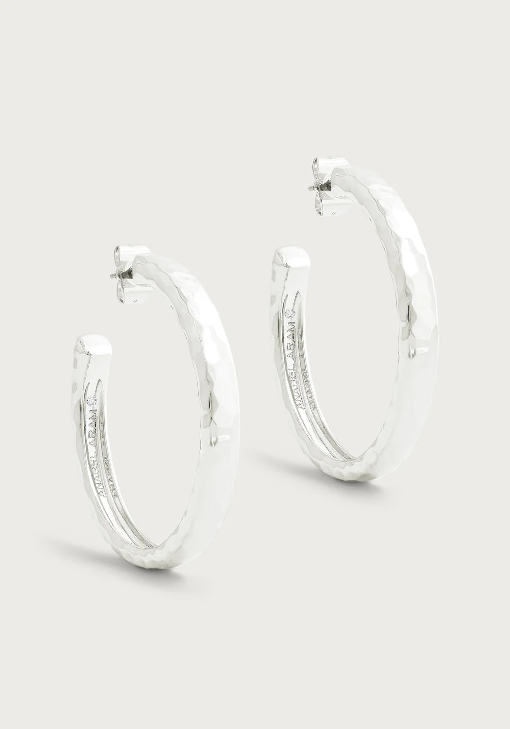 Small Drop Earrings for Delicate -Farrier Large Hoops, Silver