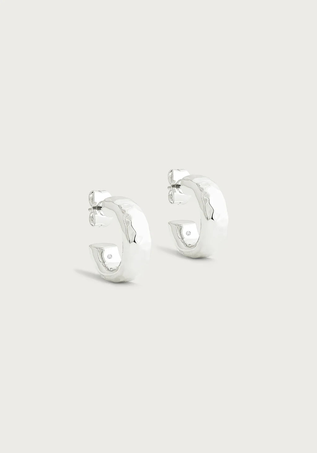 Silver Drop Earrings for Men -Farrier Small Hoops, Silver