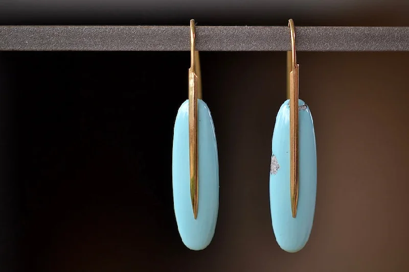 Geometric Drop Earrings for Trend -Feather Earrings in Turquoise