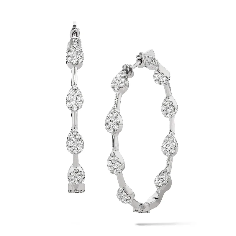 Drop Earrings with Leaf Motifs -Fiori Pear Bar Hoop Earrings