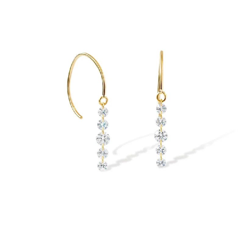 Lightweight Drop Earrings for All Day -floating diamond line earrings