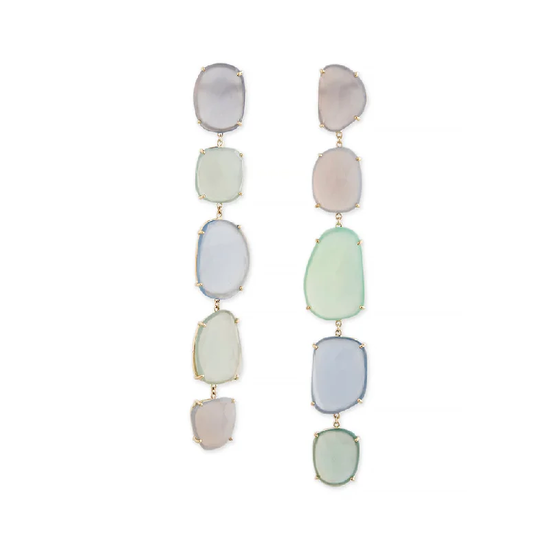 Drop Earrings with Keyhole Designs -FREEFORM SLICE CHALCEDONY EARRINGS