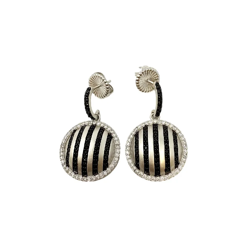 Drop Earrings for Birthday Celebration -Freida Rothman Industrial Finish Pave Grit Disc Earrings