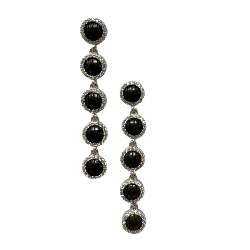 Studded Drop Earrings with Gemstones -Freida Rothman Industrial Finish Pave Grit Drop Earrings