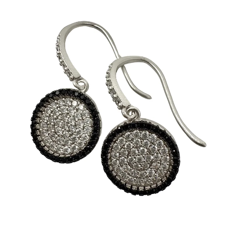 Leverback Drop Earrings for Comfort -Freida Rothman Industrial Finish Pave Grit Fish Hook Earrings