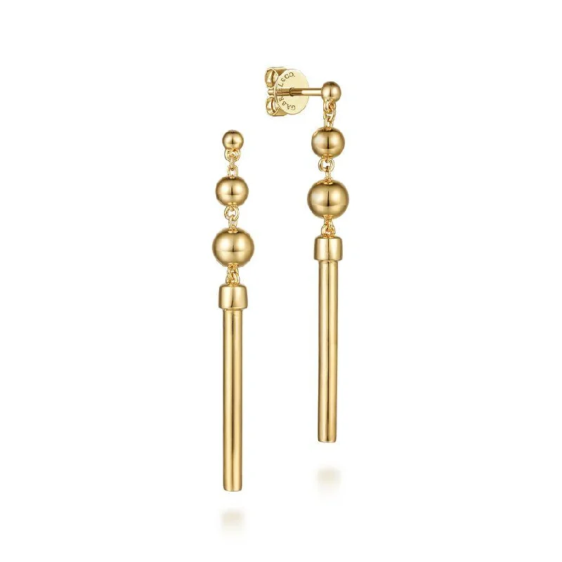 Square Drop Earrings for Modern -14K Yellow Gold Drop Earrings