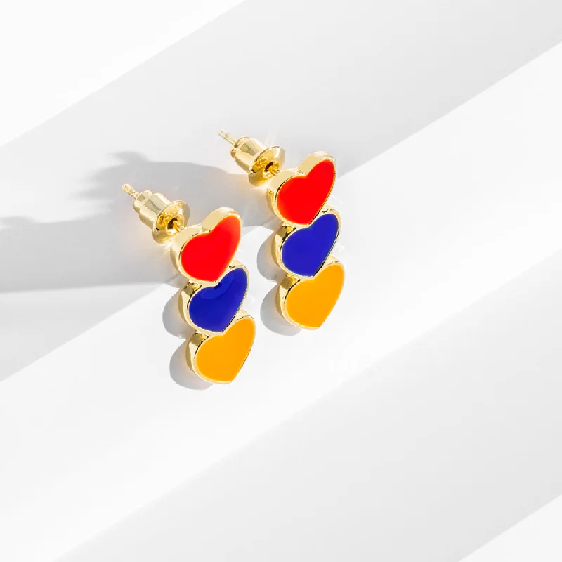 Drop Earrings with Enamel Coating -Hearts of Armenia Earrings