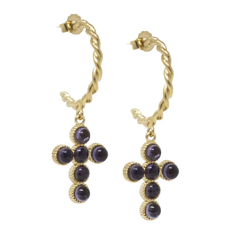 Drop Earrings for Anniversary -Hope Gold-plated Iolite Hoop Earrings