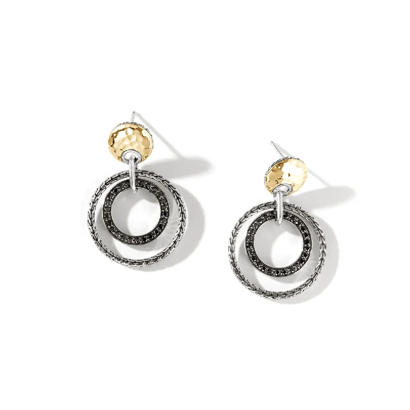 Drop Earrings with Hammered Finish -John Hardy Palu Drop Pavé Earrings