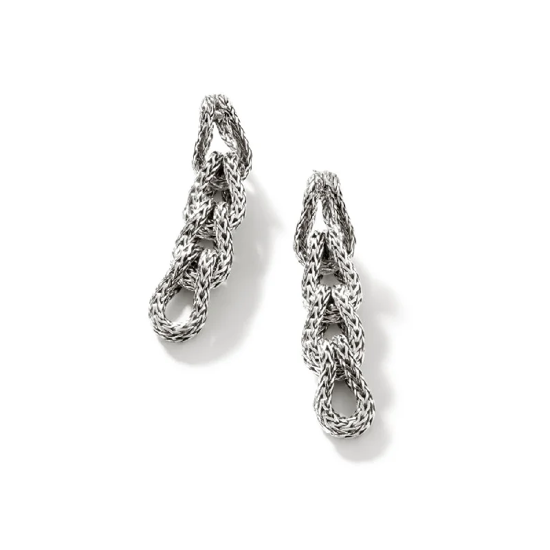 Silver Drop Earrings for Men -John Hardy Silver Chain Link Drop Earrings