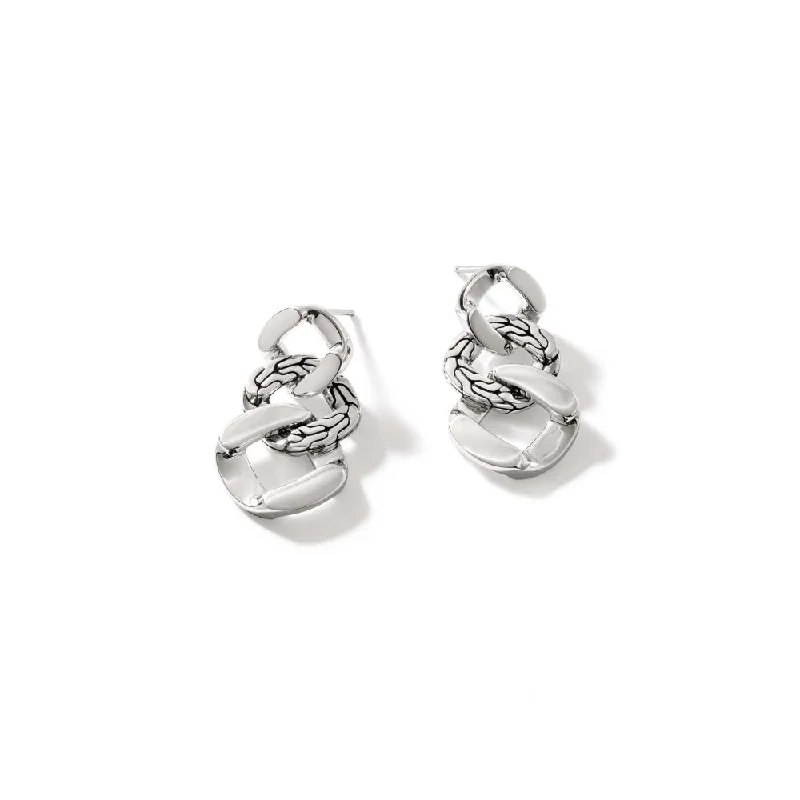 Drop Earrings with Wave Designs -John Hardy Sterling Silver Curb Link Drop Earrings