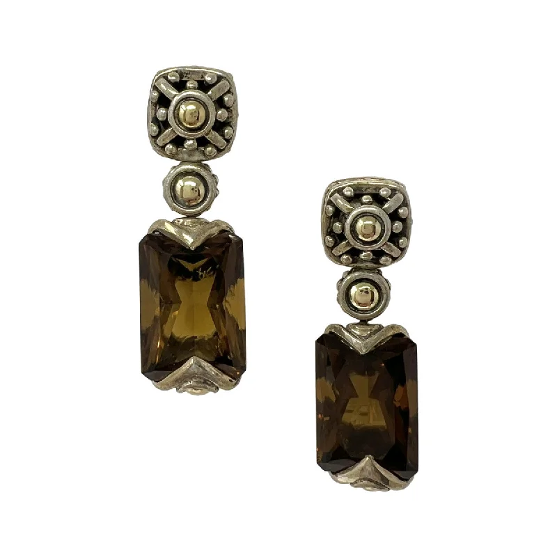 Drop Earrings with Leaf Motifs -John Hardy Two-tone Batu Sari Quartz Drop Earrings