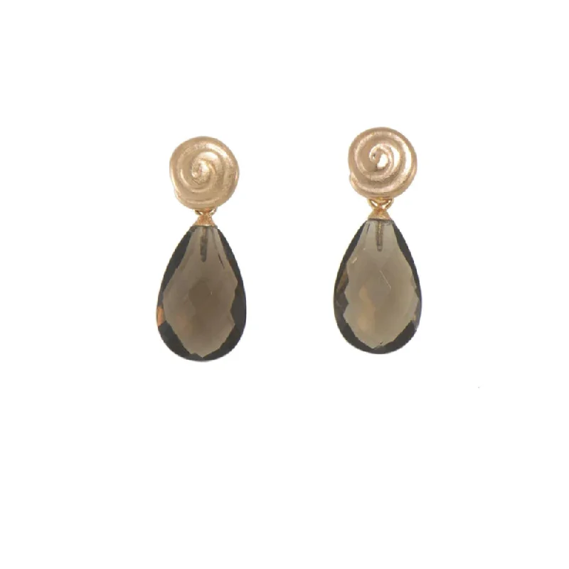 Drop Earrings for Concert Look -Joyla Smoky Quartz Gratitude Swirl Earrings