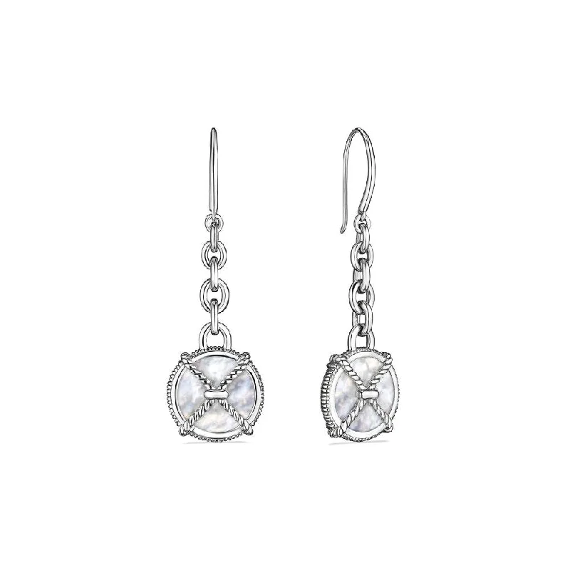 Drop Earrings with Star Motifs -Judith Ripka Isola Long Drop Earrings with Mother of Pearl