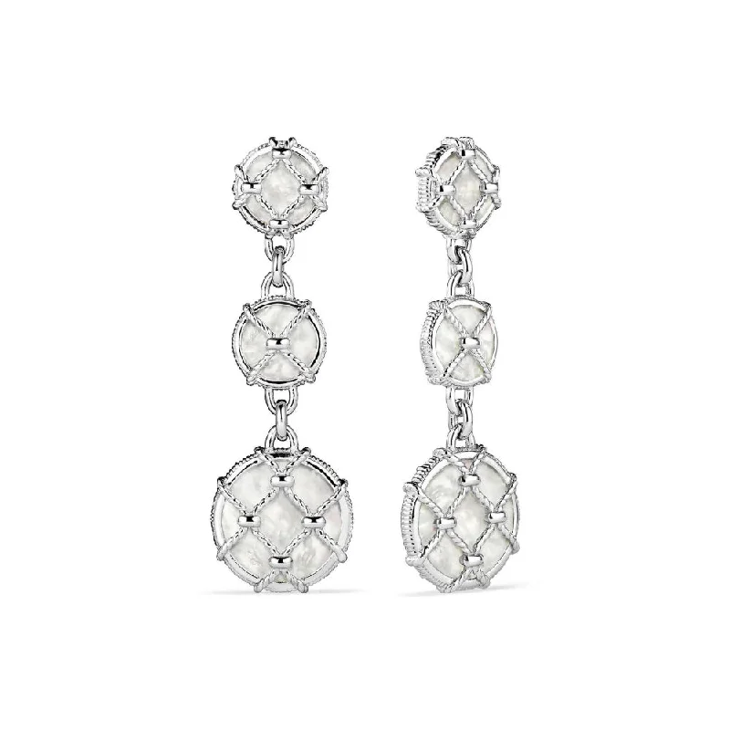 Drop Earrings for Wellness Routine -Judith Ripka Isola Triple Drop Earrings with Mother of Pearl