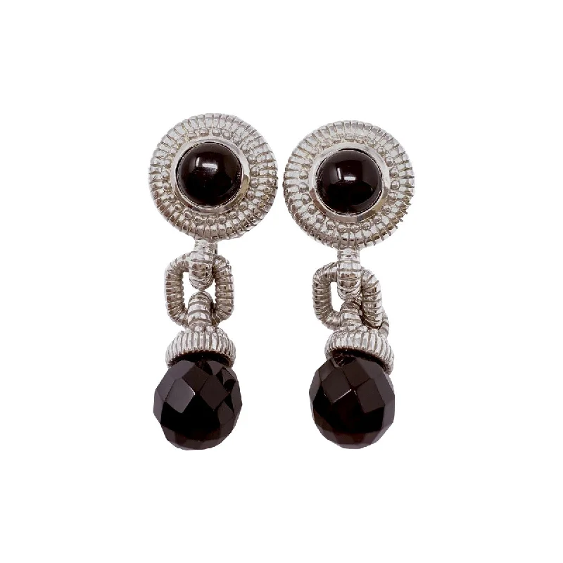 Gemstone and Diamond Drop Earrings for Opulence -Judith Ripka Round Drop Earrings with CZ and Black Faceted Drop