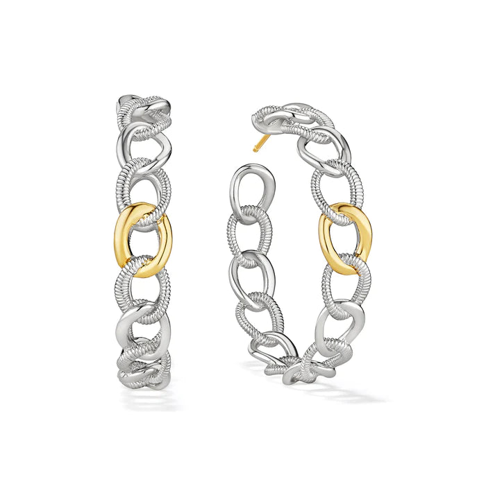 Oval Drop Earrings for Grace -Judith Ripka Sterling Silver and 18K Yellow Gold Eternity Interlocking Multi Link Hoop Earrings