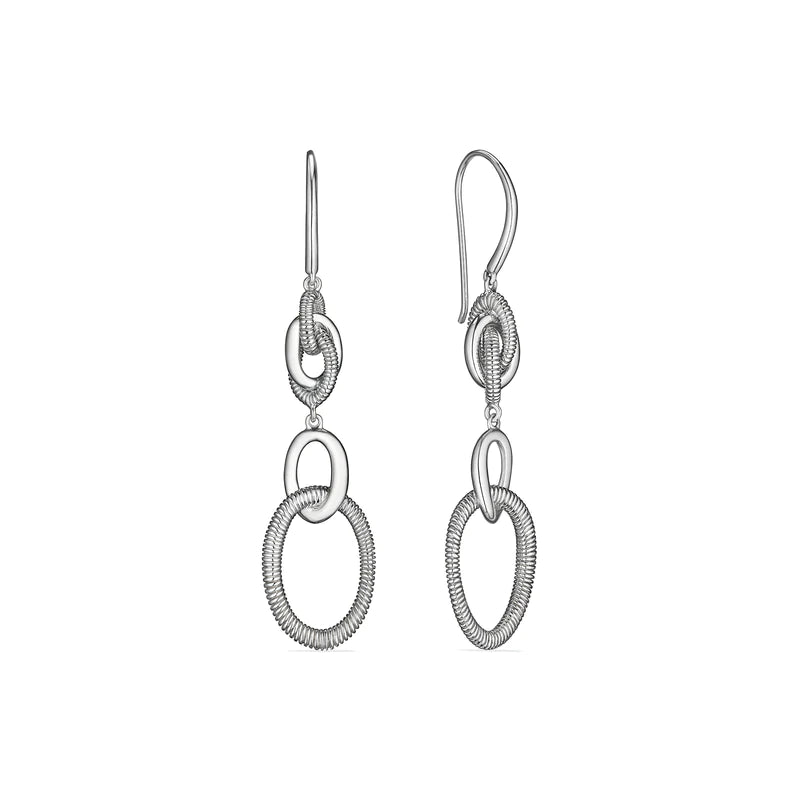 Contemporary Drop Earrings for Fashion -Judith Ripka SS Eternity Interlocking Knot Double Drop Hoops Earrings