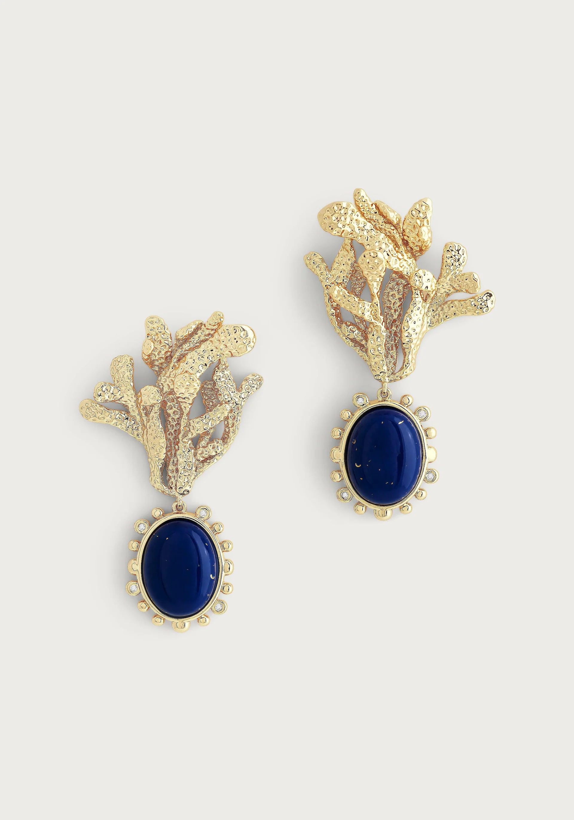 Drop Earrings with Vine Designs -Kelp With Lapis Drop Earrings