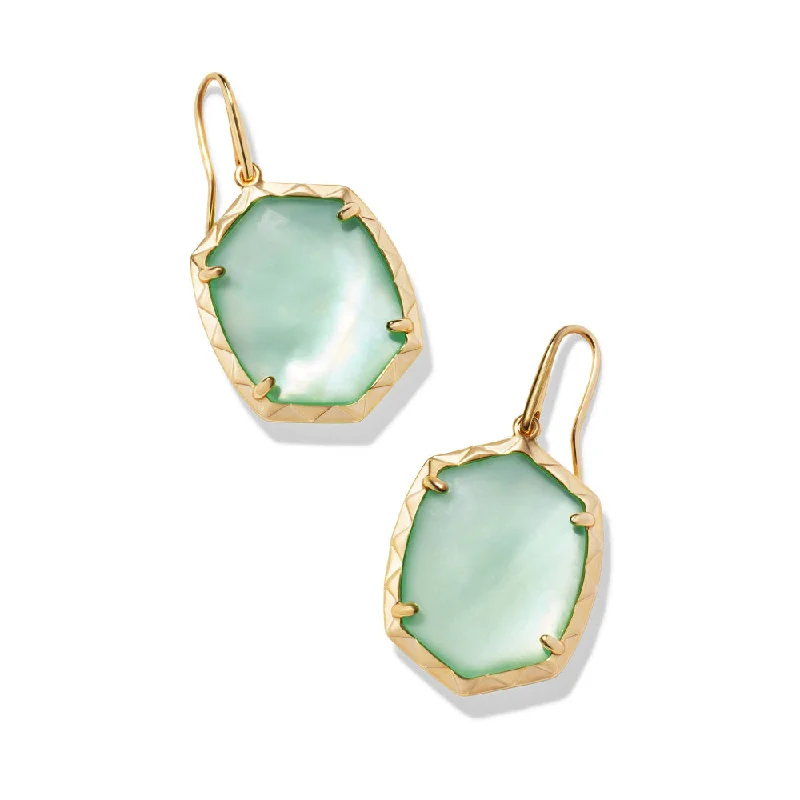 Screw Back Drop Earrings for Security -Kendra Scott Daphne Drop Earrings In Light Green Mother Of Pearl