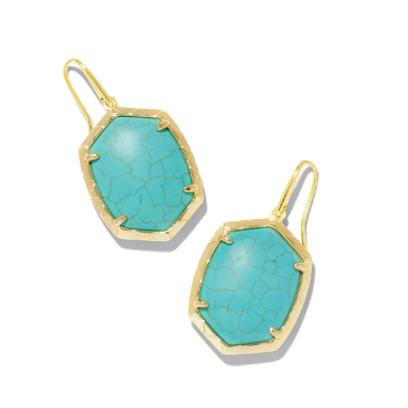 Push Back Drop Earrings for Convenience -Kendra Scott Daphne Drop Earrings In Variegated Turquoise Magnesite