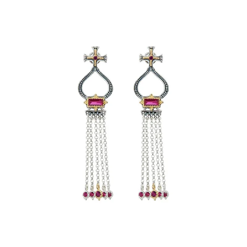 Lead Free Drop Earrings for Health -Konstantino Dome Corundum Tassle Earrings