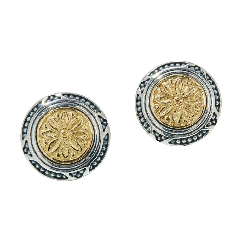 Tarnish Resistant Drop Earrings for Longevity -Konstantino Dome Two-Tone Stud Earrings