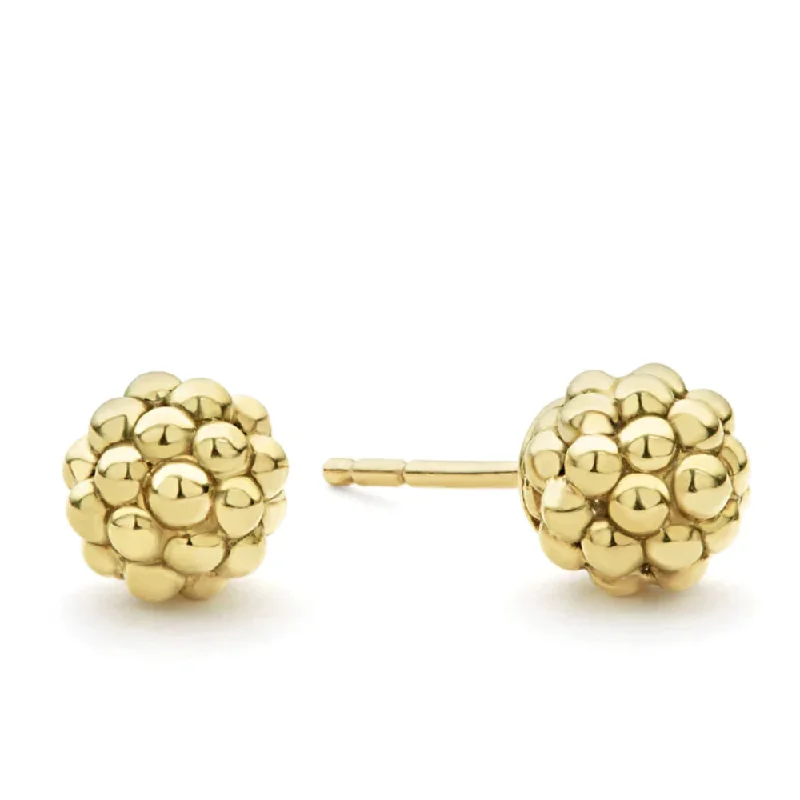 Drop Earrings with Enamel Coating -Lagos 18k Caviar Gold Beaded Stud Earrings