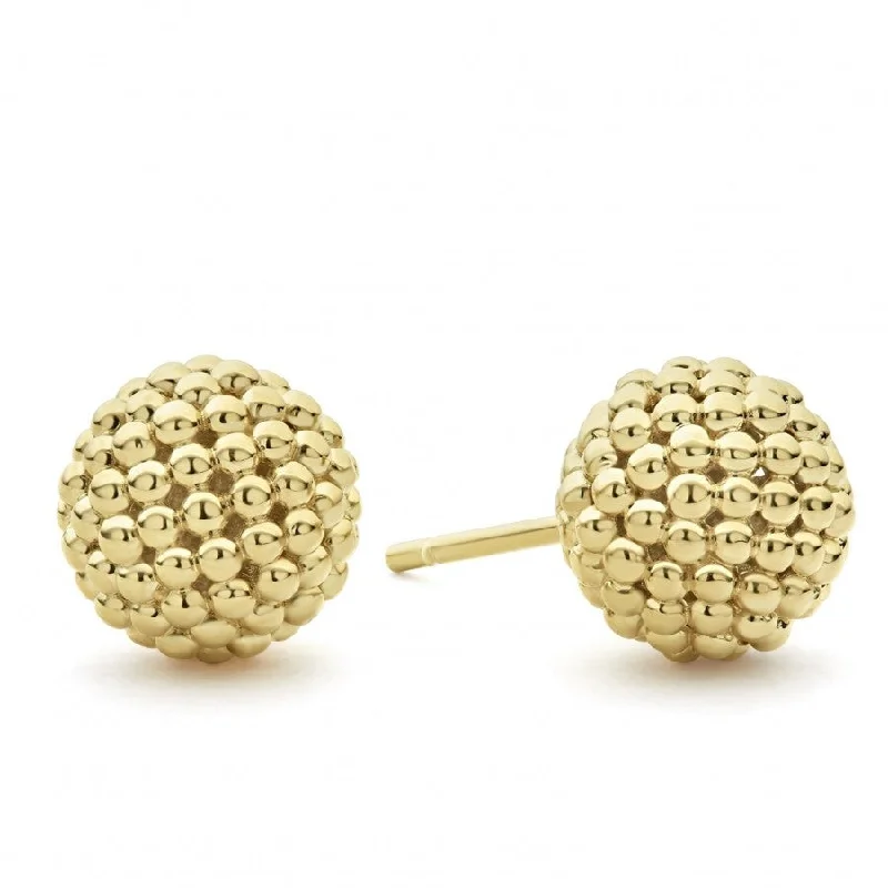 Drop Earrings for Formal Attire -Lagos 18k Caviar Gold Stud Earrings