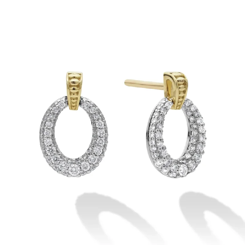 Drop Earrings for Everyday Glamour -Lagos 18k Gold Oval Drop Diamond Earrings