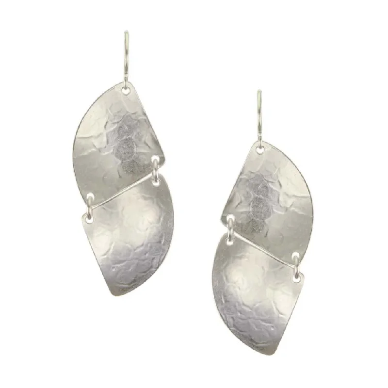 Animal Print Drop Earrings for Fun -Linked Silver Triangles Earrings