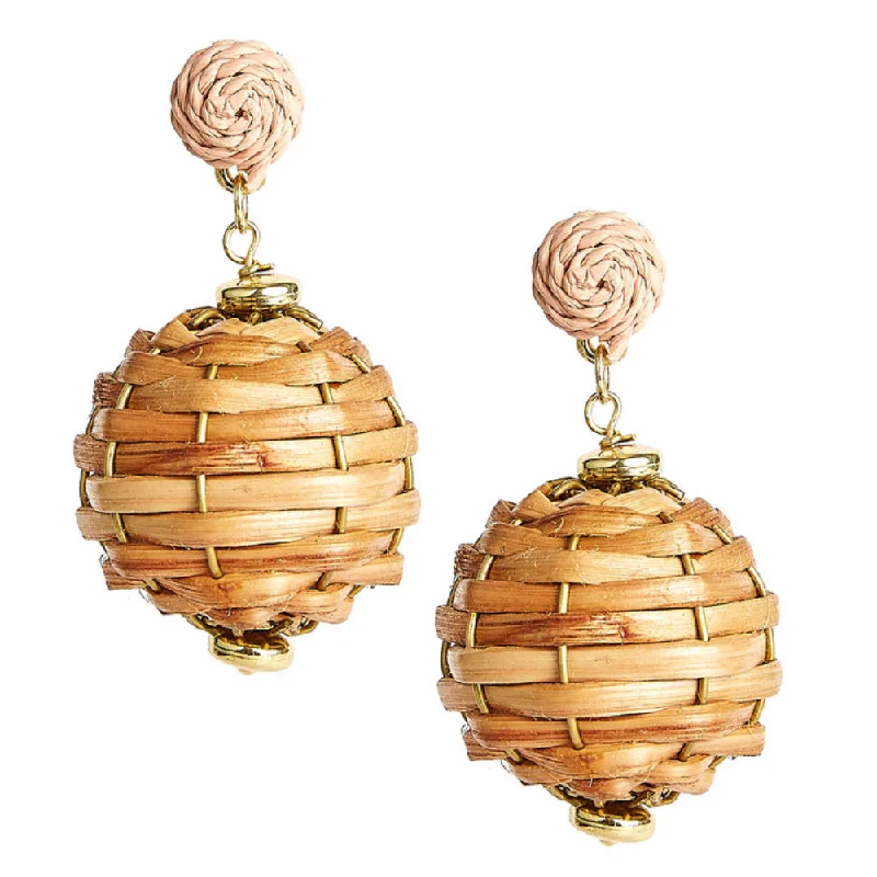 Drop Earrings for Yoga Session -Lisi Lerch Whidden Wicker Earrings - Natural/Sand