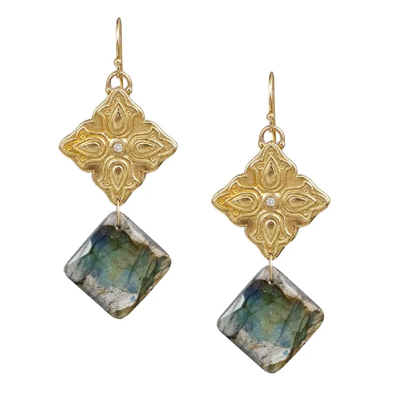 Drop Earrings for Work Attire -Magnolia Labradorite Earrings