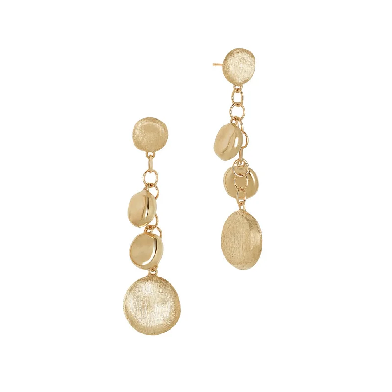 Drop Earrings for Gym Workout -Marco Bicego Jaipur 18K Yellow Gold Engraved and Polished Charm Drop Earrings OB1776 Y LI