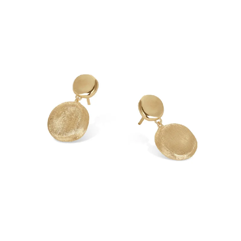 Drop Earrings for Fitness Activities -Marco Bicego Jaipur 18K Yellow Gold Engraved and Polished Double Drop Earrings OB1775 Y LI