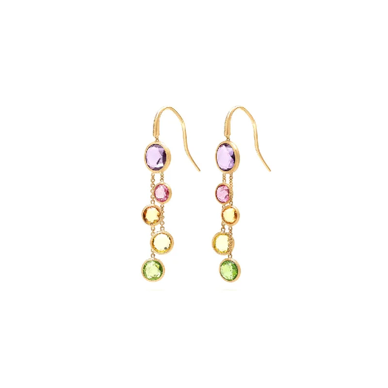 Silver Drop Earrings for Men -Marco Bicego Jaipur Color Gemstone Two-Strand Earrings