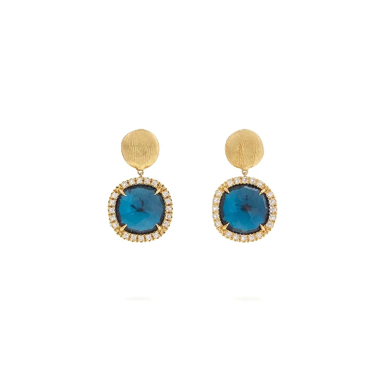 Gemstone Drop Earrings for Color -Marco Bicego Jaipur Color London Blue Topaz & Diamond Earrings